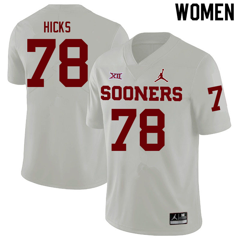 Women #78 Marcus Hicks Oklahoma Sooners College Football Jerseys Sale-White